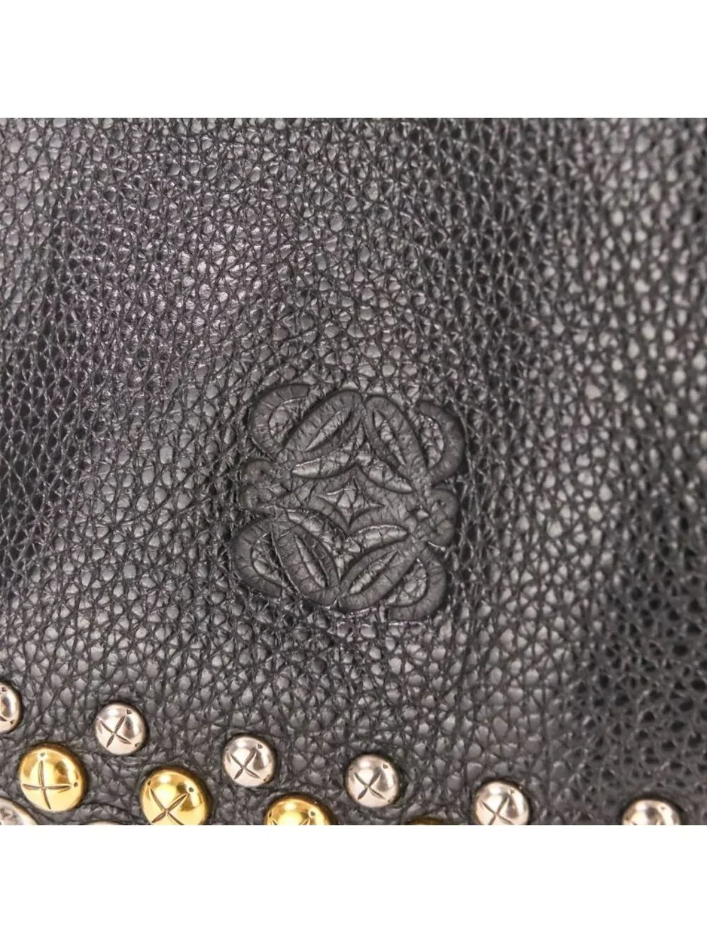 Loewe Flamenco Studs Leather Shoulder Bag Black
